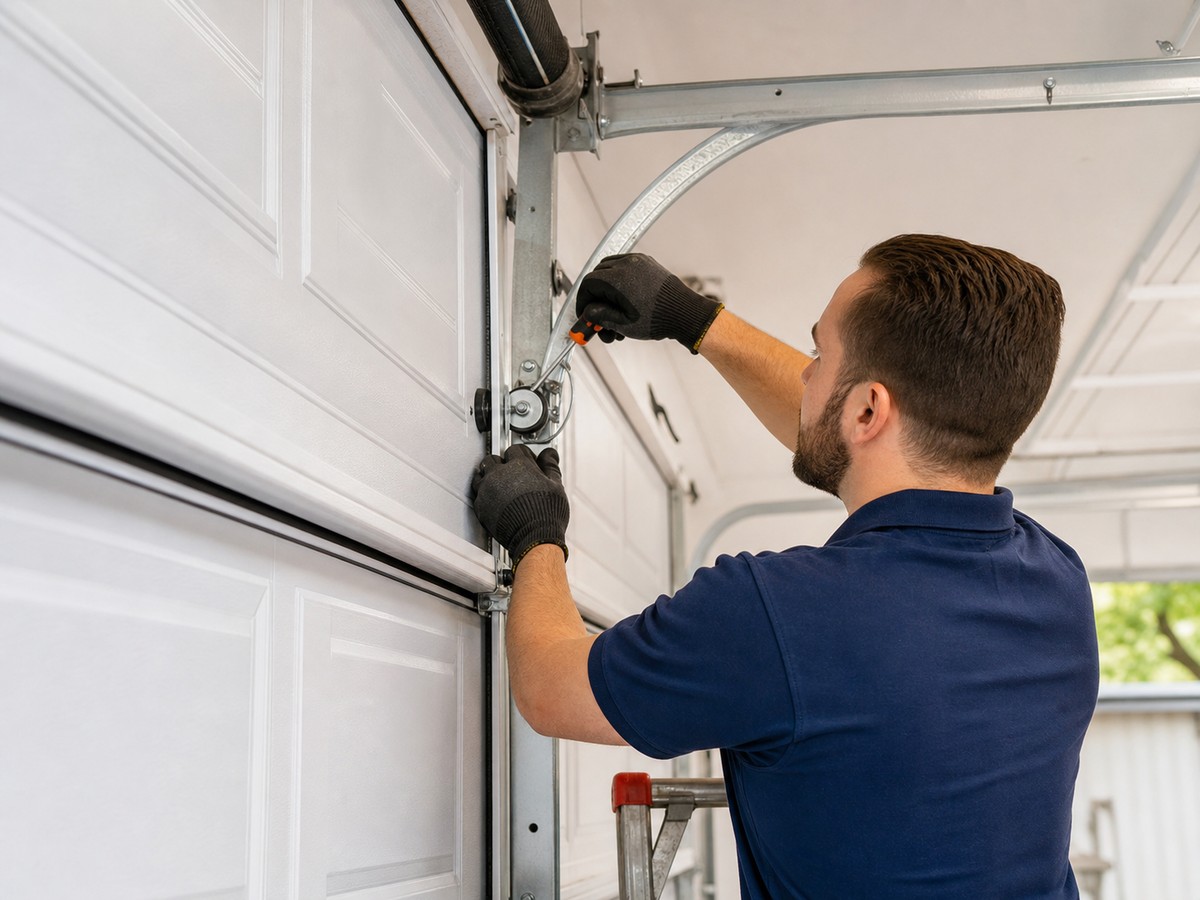 Residential garage door hardware repair